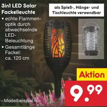 Netto Marken-Discount 3in1 LED Solar Fackelleuchte Angebot