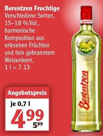 Globus Berentzen Fruchtige 0,7 L Angebot