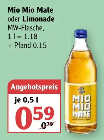 Globus Mio Mio Mate oder Limonade 0,5L Angebot