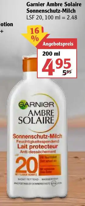 Globus Garnier Ambre Solaire Sonnenschutz Milch 200ml Angebot