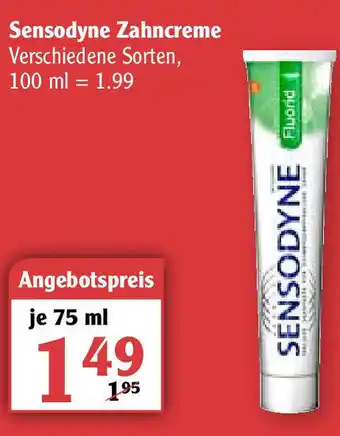 Globus Sensodyne Zahncreme 75 ml Tube Angebot