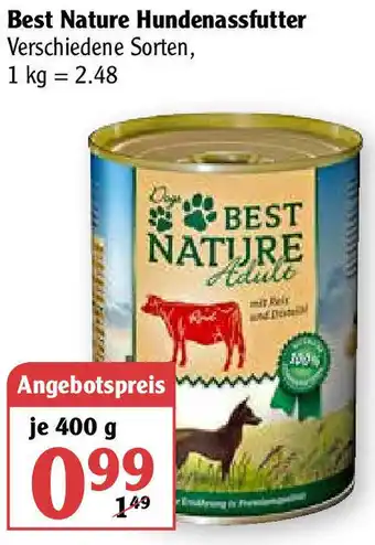 Globus Best Nature Hundenassfutter 400g Angebot