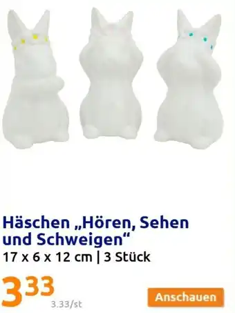 Action Häschen ,,Hören, Sehen und Schweigen" 17 x 6 x 12 cm | 3 Stück Angebot