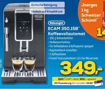 Euronics DeLonghi ECAM 350.15B Kaffeevollautomat Angebot