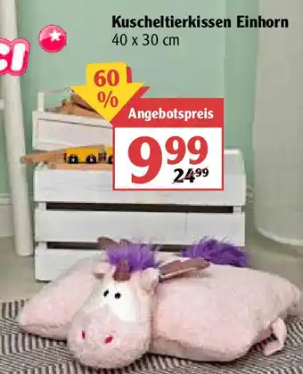 Globus Kuscheltierkissen Einhorn Angebot