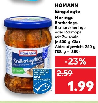 Kaufland Homann Eingelegte Heringe 500 g Glas Angebot