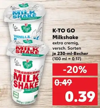 Kaufland K to go Milkshake 230 ml Becher Angebot