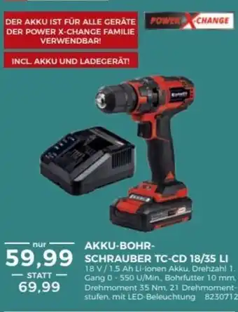 BBM Baumarkt Einhell Akku Bohrschrauber TC-CD 18/35 Li Angebot