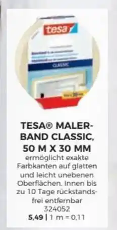 BBM Baumarkt Tesa Malerband Classic, 50m x 30mm Angebot