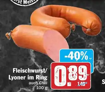 Hit Fleischwurst/Lyoner im Ring 100g Angebot