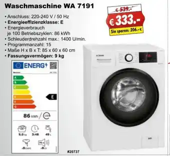 Stabilo Fachmarkt Waschmaschine WA 7191 Angebot