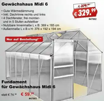 Stabilo Fachmarkt Gewächshaus Midi 6 Angebot