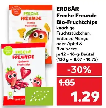 Kaufland Erdbär Freche Freunde Bio-Fruchtchips je 12-16-g-Beutel (100g = 8.07-10.75) Angebot