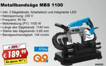 Stabilo Fachmarkt Güde Metallbandsäge MBS 1100 Angebot