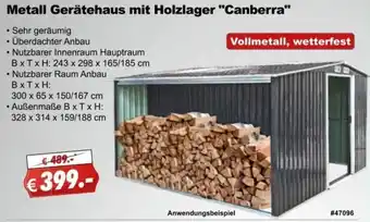 Stabilo Fachmarkt Metall Gerätehaus mit Holzlager Canberra Angebot