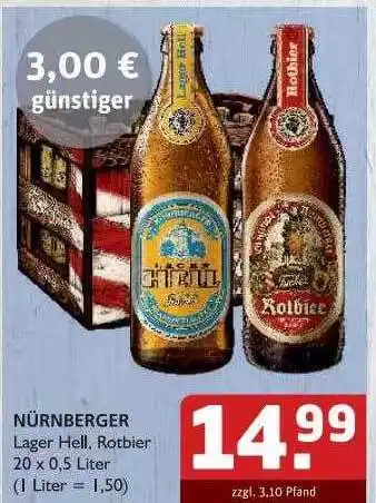 Getränke Quelle Nürnberger Lager Hell, Rotbier Angebot