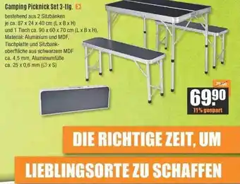 V Baumarkt Camping Picknick Set 3-tlg Angebot