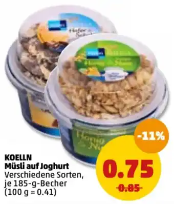 PENNY Koelln Müsli auf Joghurt 185 g Becher Angebot