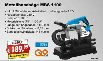 Stabilo Fachmarkt Metallbandsäge Mbs 1100 Angebot