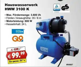 Stabilo Fachmarkt Hauswasserwerk Hww 3100 K Gs Angebot