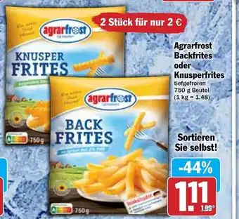 Hit Agrarfrost Backfrites oder Knusperfrites 750 g Angebot