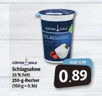 Markant Markt Küsten Gold Schlagsahne 250g Becher Angebot