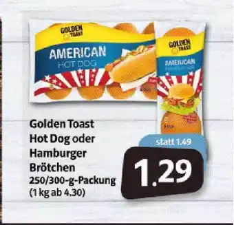 Markant Markt Golden Toast Hot Dog Oder Hamburger Brötchen 250/300g Angebot