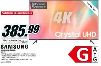 MediaMarkt Samsung GU 43 AU 7199 UHD TV Angebot