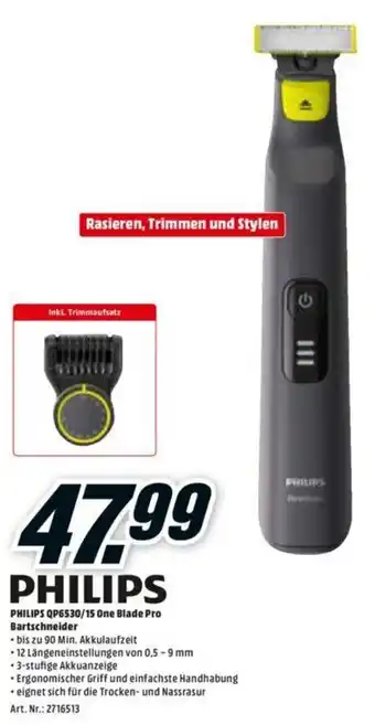 MediaMarkt Philips QP 6530/15 One Blade Pro Bartschneider Angebot