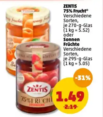 PENNY Zentis 75% Frucht 270 g oder Sonnen Früchte 295 g Angebot