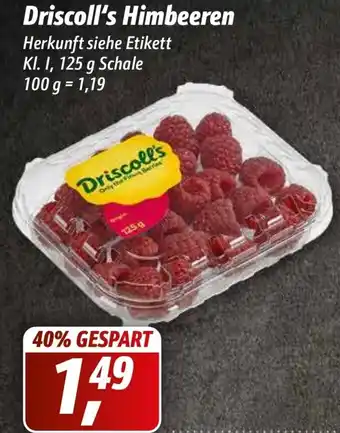 Simmel Driscoll's Himbeeren 125g Schale Angebot