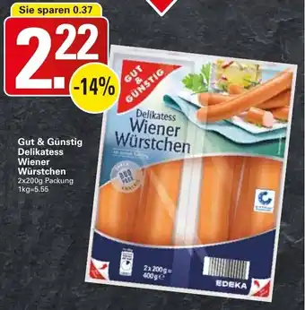 WEZ Gut & Günstig Delikatess Wiener Würstchen 2x200g Packung Angebot