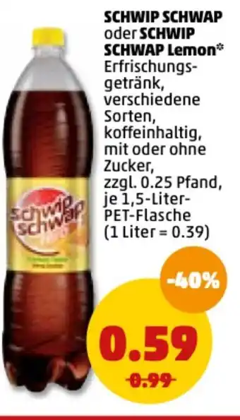 PENNY Schwip Shwap oder Schwip Schwap Lemon 1,5 L Angebot