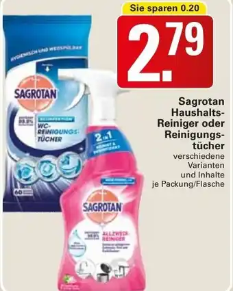 WEZ Sagrotan Haushalts Reiniger oder Reinigungstücher Angebot