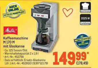 METRO Melitta Kaffeemaschine M 170 M Mit Glaskanne Angebot