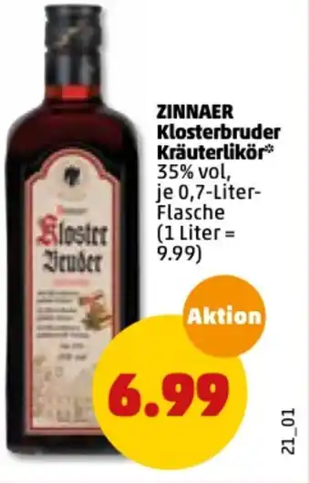 PENNY Zinnaer Klosterbruder Kräuterlikör 0,7 L Angebot