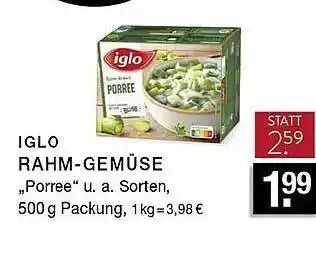 Edeka Zurheide Iglo Rahm Gemüse ,,Porree" 500g Angebot