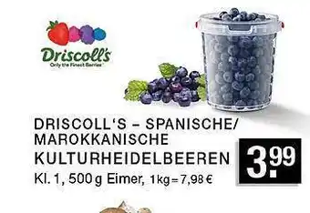 Edeka Zurheide Driscoll's - Spanische/Marokkanische Kulturheidelbeeren 500g Angebot