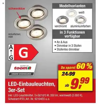 toom Baumarkt Led Einbauleuchten 3er Set Angebot