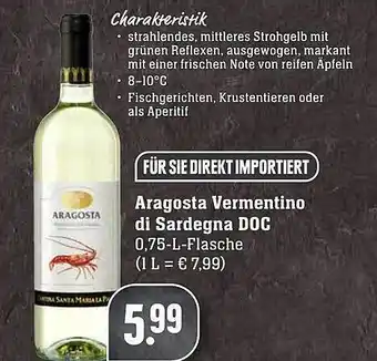 Scheck-in-Center Aragosta Vermentino Di Sardegna Doc 0,75L Angebot