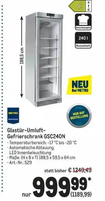 METRO Glastür-umluft-gefrierschrank Gsc240n Angebot