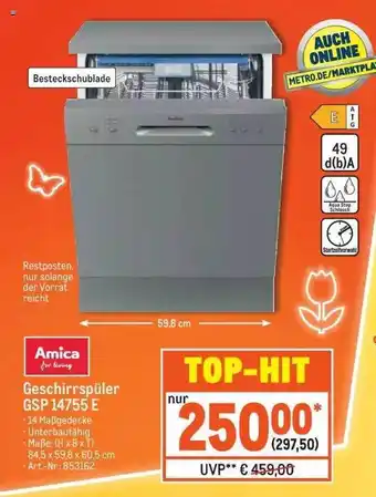 METRO Amica Geschirrspüler Gsp 14755 E Angebot