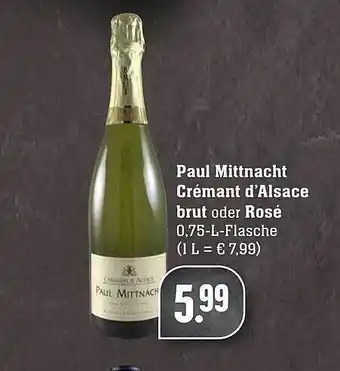 Scheck-in-Center Paul Mittnacht Crémant D'alsace Brut Oder Rosé 0,75L Angebot