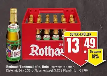 Scheck-in-Center Rothaus Tannenzäpfle, Hefe 24x0,33L Angebot