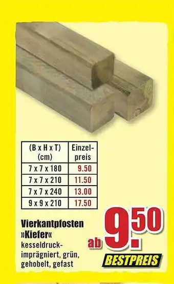 B1 Discount Baumarkt Vierkantpfosten „kiefer“ Angebot