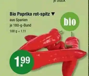 V Markt Bio Paprika Rot-spitz Angebot