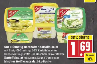 E-Center Gut & Gunstig Herzhafter Kartoffelsalat, Kartoffelsalat o. frischer Weisskrautsalat Angebot