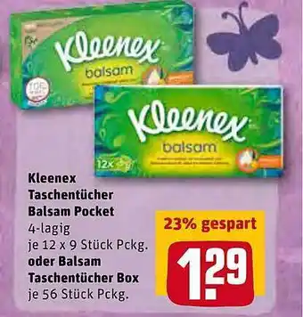 REWE Kleenex Taschentücher Balsam Pocket Oder Balsam Taschentücher Box Angebot