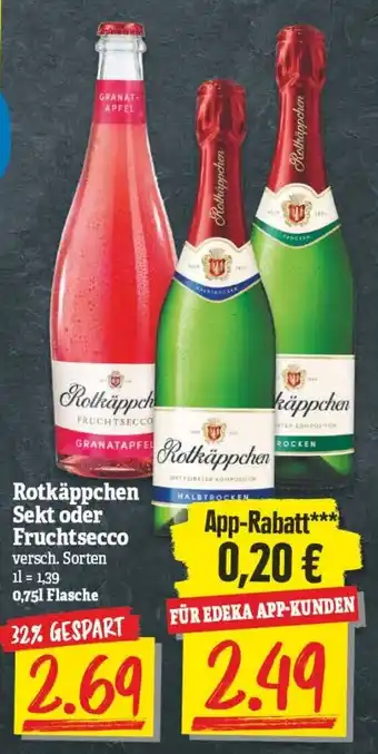 NP Discount Rotkäppchen Sekt oder Fruchtsecco 0,75L Flasche Angebot