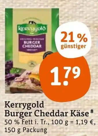 tegut Kerrygold Burger Cheddar Käse 150g Packung Angebot